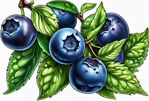 3 blueberries with a leaf tattoo idea