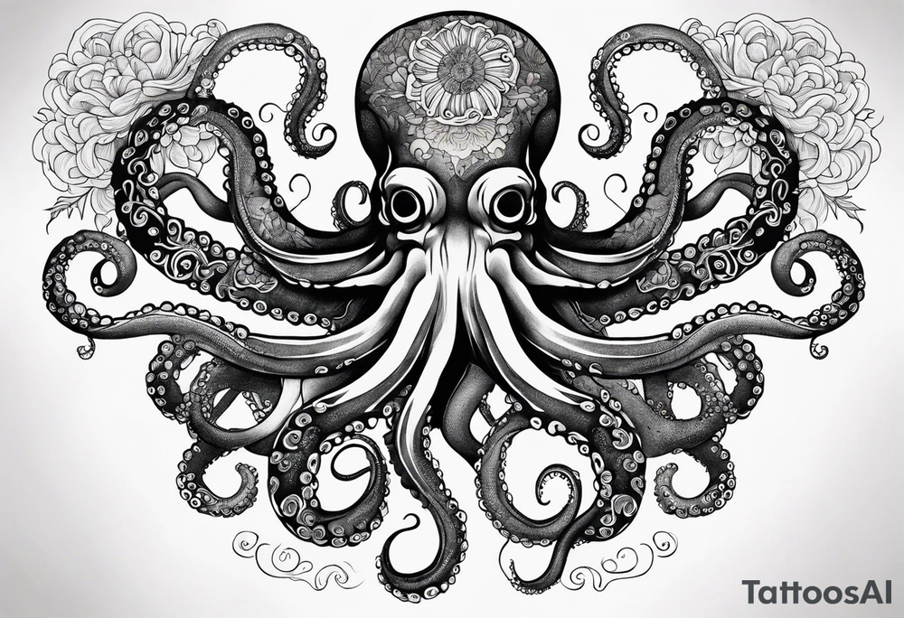 Octopus around human lungs tattoo idea