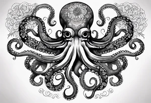 Octopus around human lungs tattoo idea