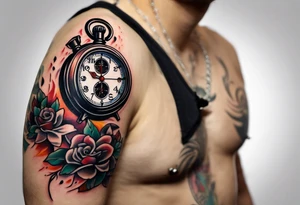 Stopwatch hanging from  a sword tattoo idea