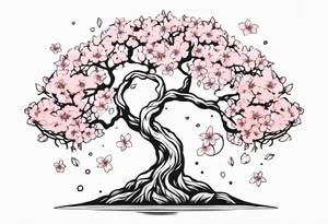 Mother Earth Tree with cherry blossoms tattoo idea