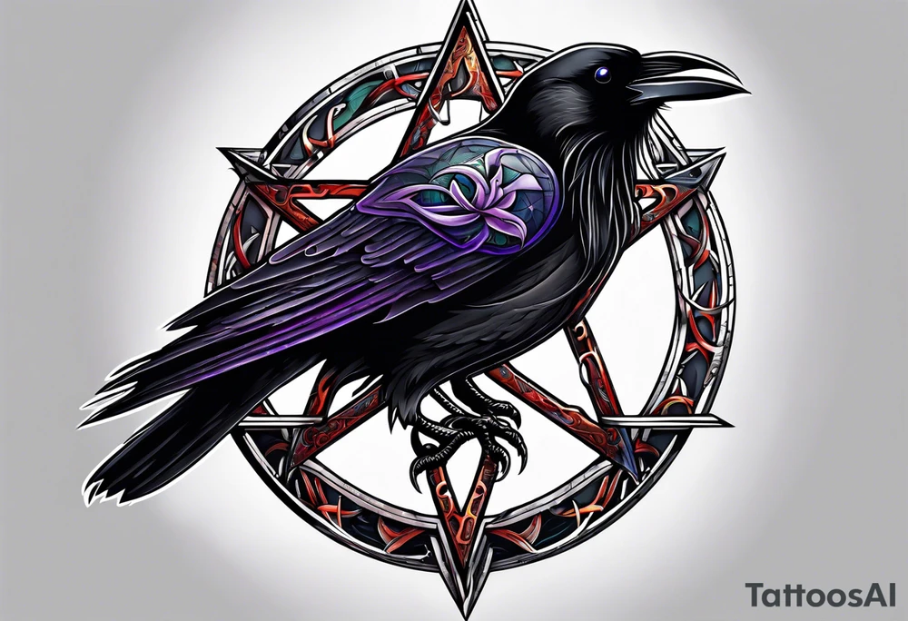 Raven pentagram. tattoo idea