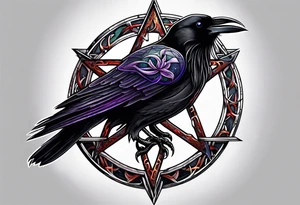 Raven pentagram. tattoo idea