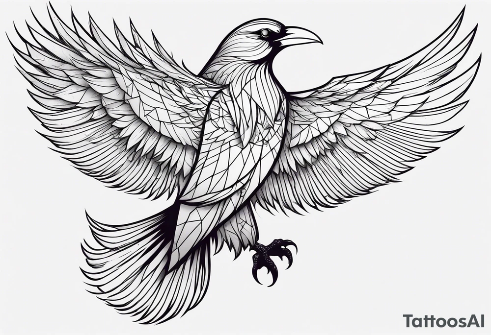 Raven changing into a phoenix tattoo idea
