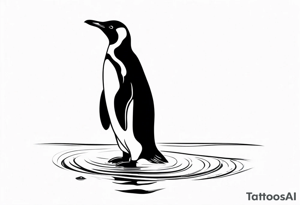 penguin standing on ice in the water. tattoo idea