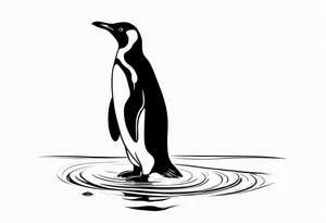 penguin standing on ice in the water. tattoo idea