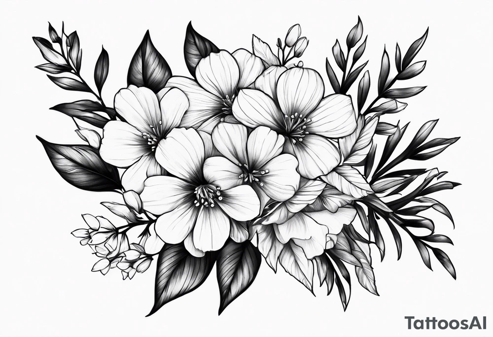small may birth flower, december birth flower and july birth flower tattoo idea
