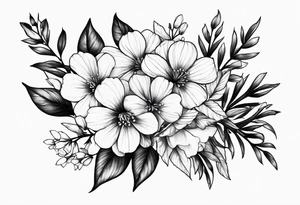 small may birth flower, december birth flower and july birth flower tattoo idea