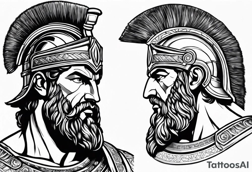 greek god ares wearing helmet tattoo idea