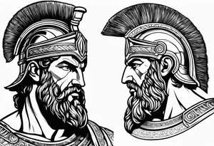 greek god ares wearing helmet tattoo idea