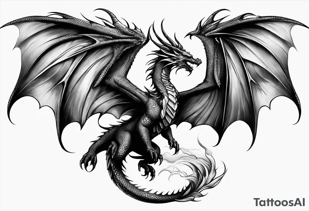 A dragon with one angel wing and one devil wing tattoo idea A dragon with one angel wing and one devil wing tattoo idea