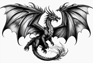 A dragon with one angel wing and one devil wing tattoo idea
