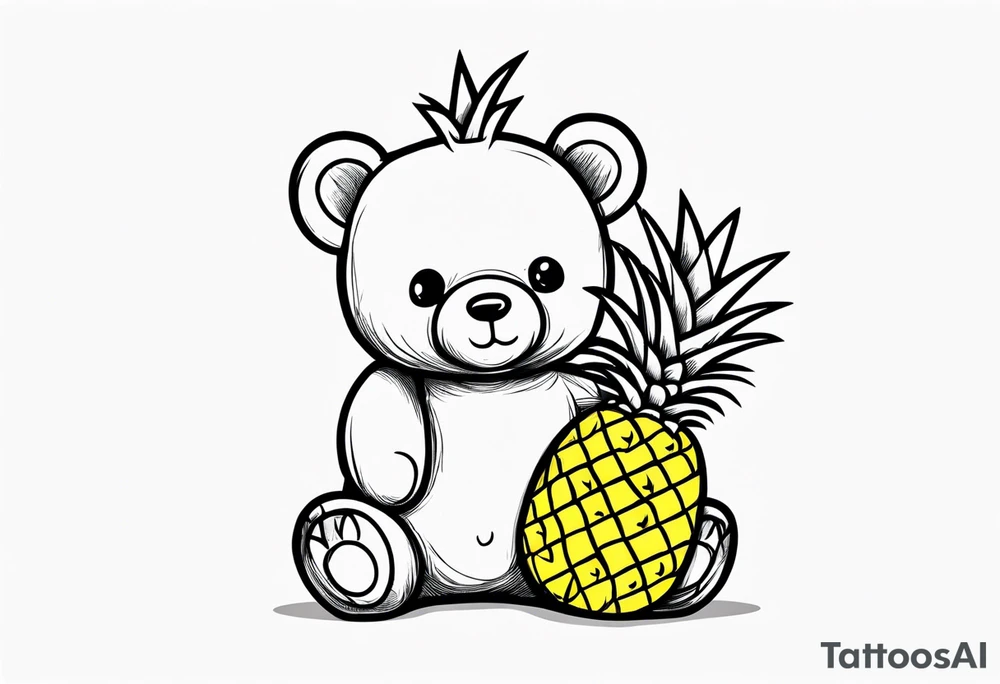 Teddy bear loves pineapple tattoo idea