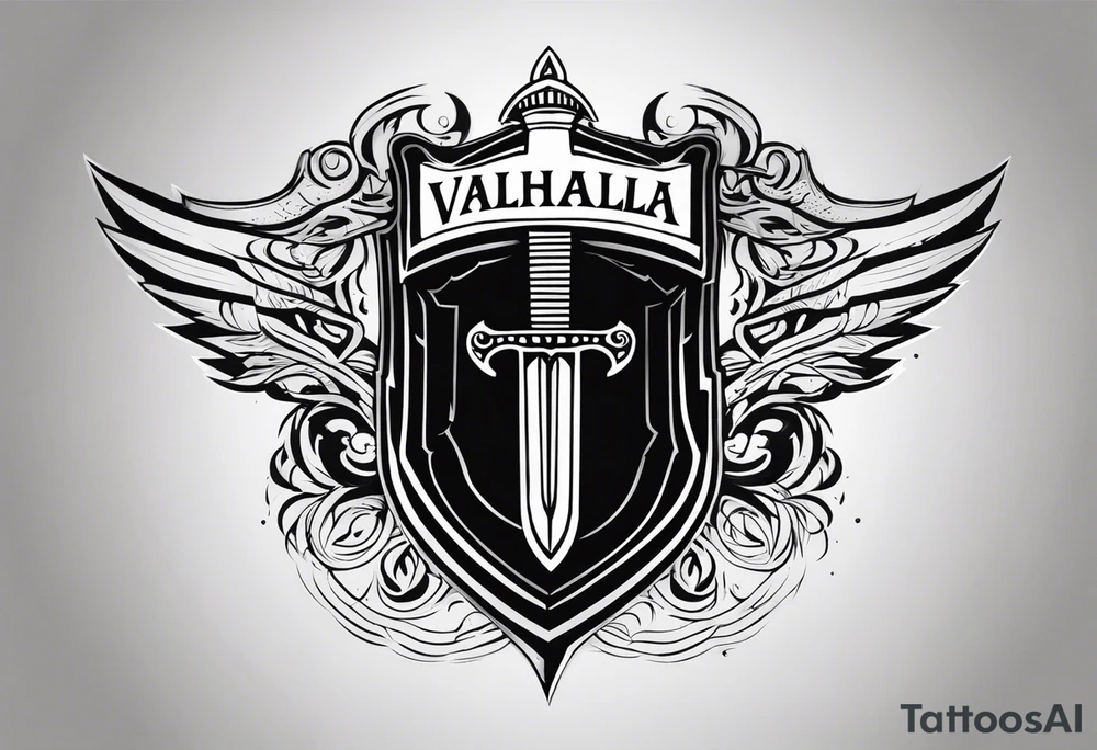 Valhalla Stairs sword shield tattoo idea