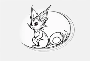 A fairy with a tail inspired by the logo of the show called Fairy Tail in a fetal position leaning with no ears tattoo idea