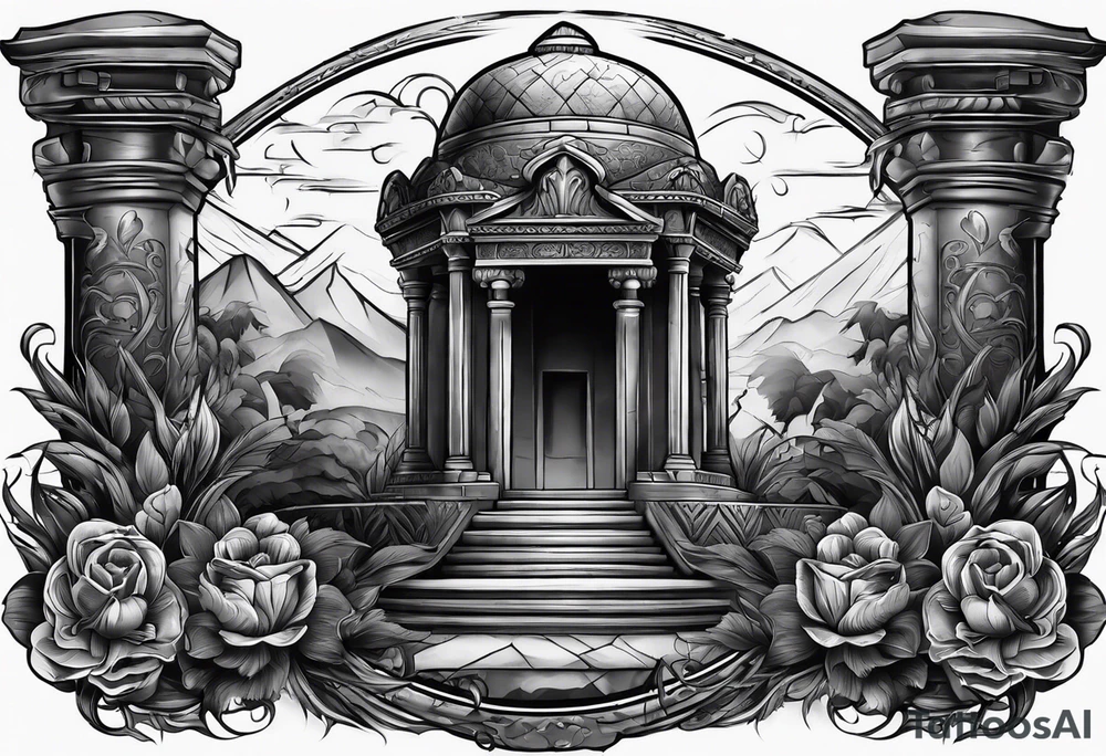Tomb with smoke tattoo idea