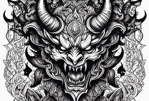 Demons in hell devil in background tattoo idea