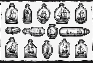Sailing ship in a bottle tattoo idea