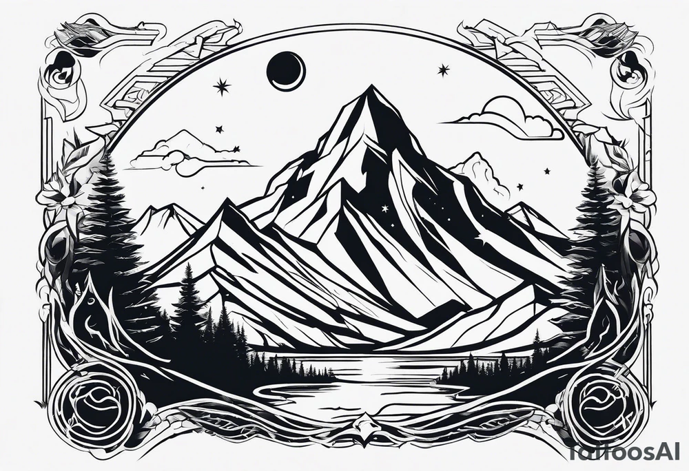 mountain and space simple line style tattoo idea mountain and space simple line style tattoo idea