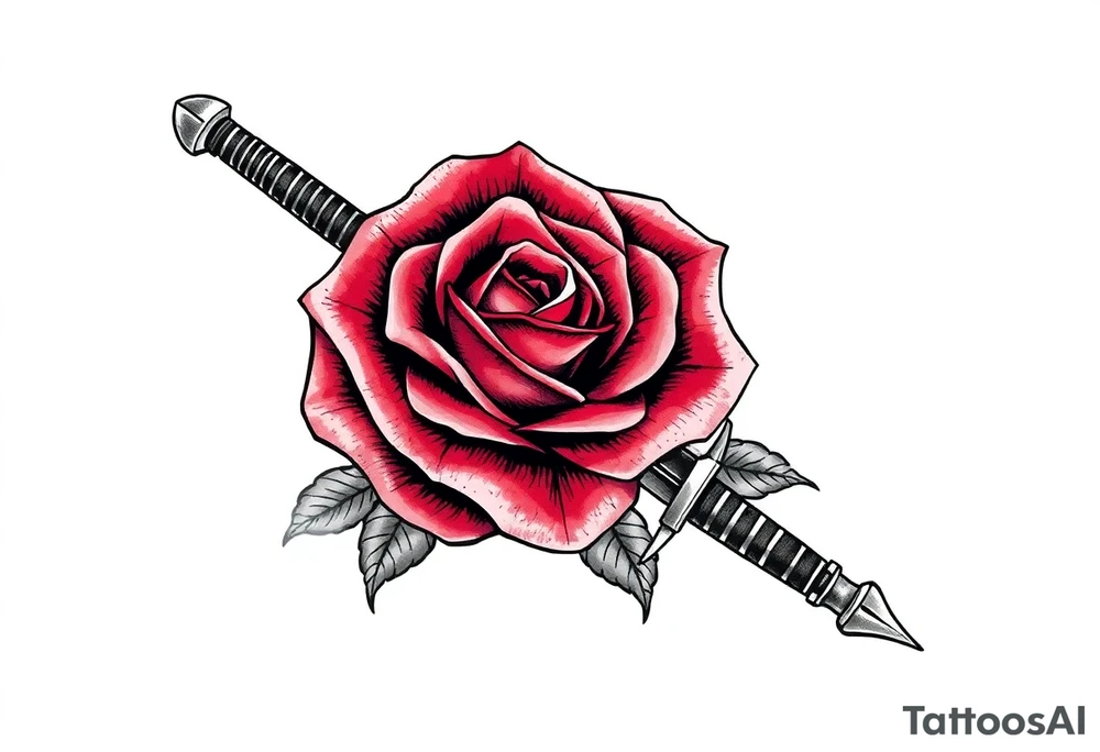 sword through a rose tattoo idea