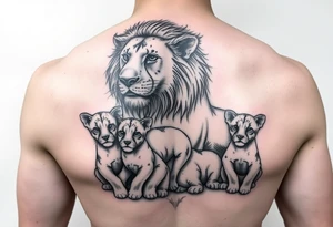 Lioness with 4 cubs tattoo idea