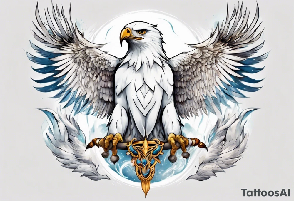 A spirit guide in the form of a white hawk tattoo idea