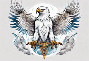 A spirit guide in the form of a white hawk tattoo idea