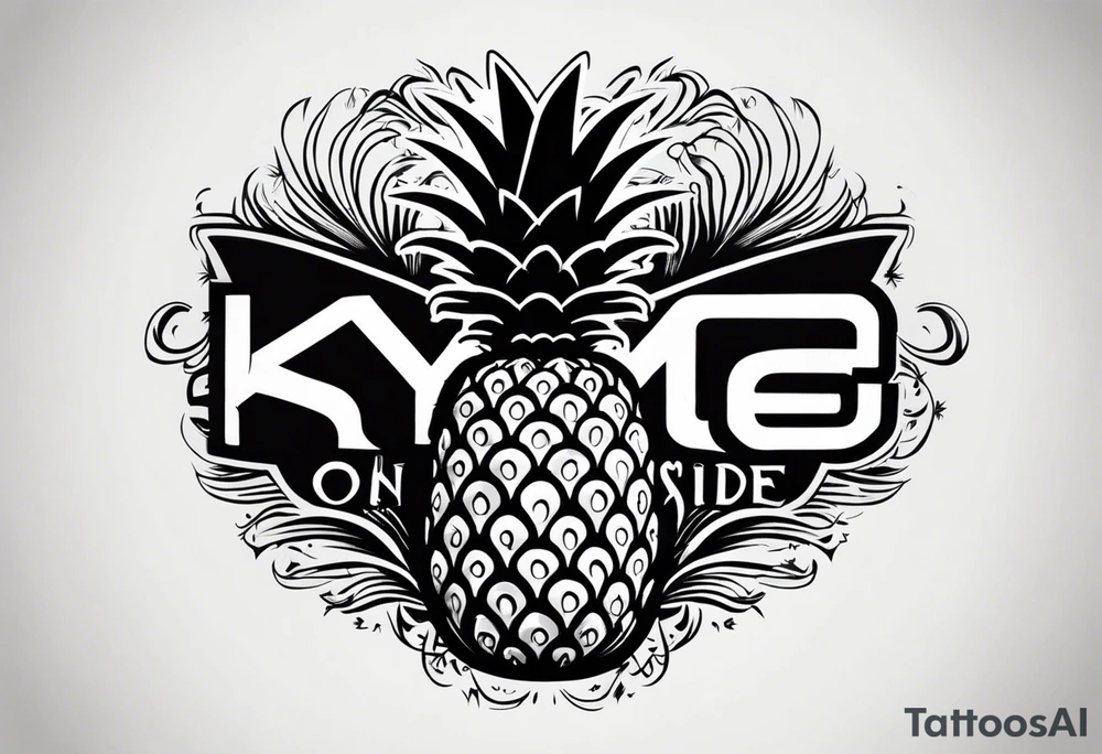 KYDF on the side of a pineapple tattoo idea