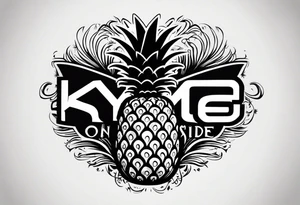 KYDF on the side of a pineapple tattoo idea