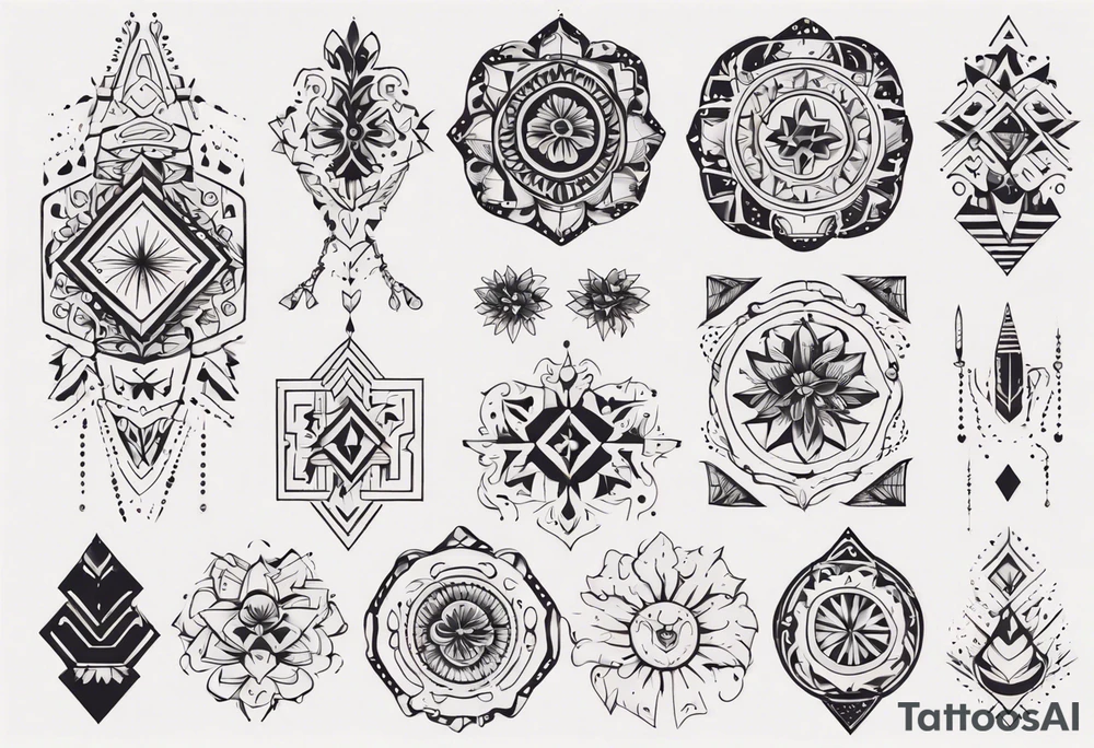 Minimalist Ornemental traditional henne indie tattoo idea
