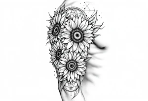 Sunflowers and geometry tattoo idea