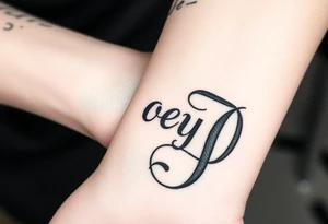 The words Joey D written with a large scale fancy J at the start tattoo idea