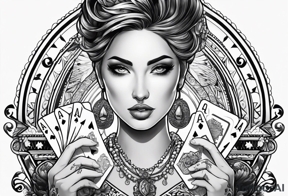 Ace cards on fingers tattoo idea