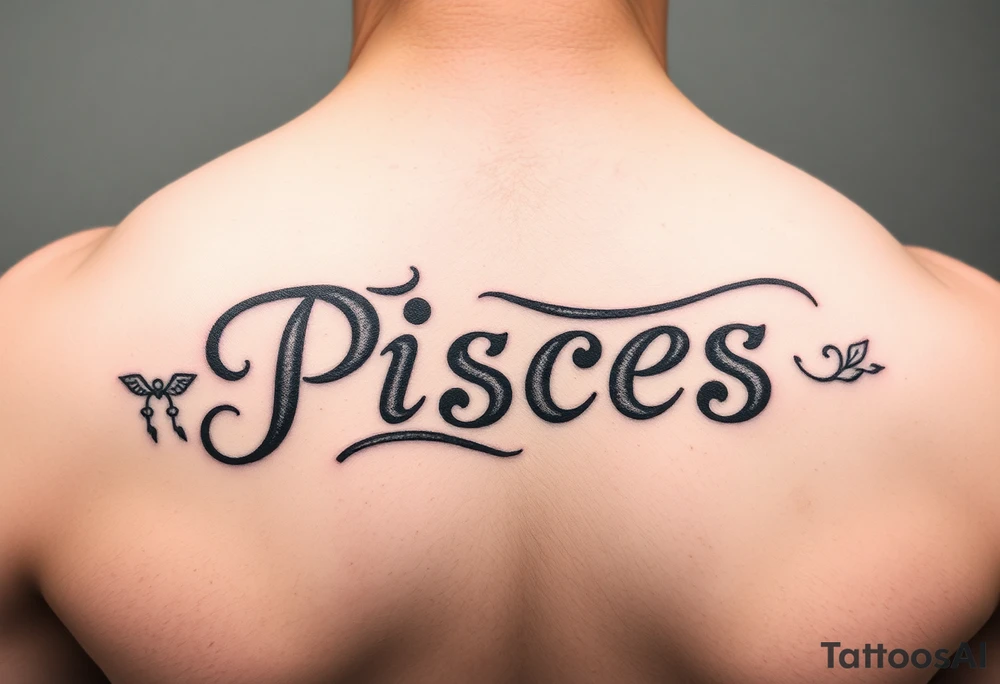 From the word “Pisces” around the word female characteristics of the zodiac unique tattoo idea
