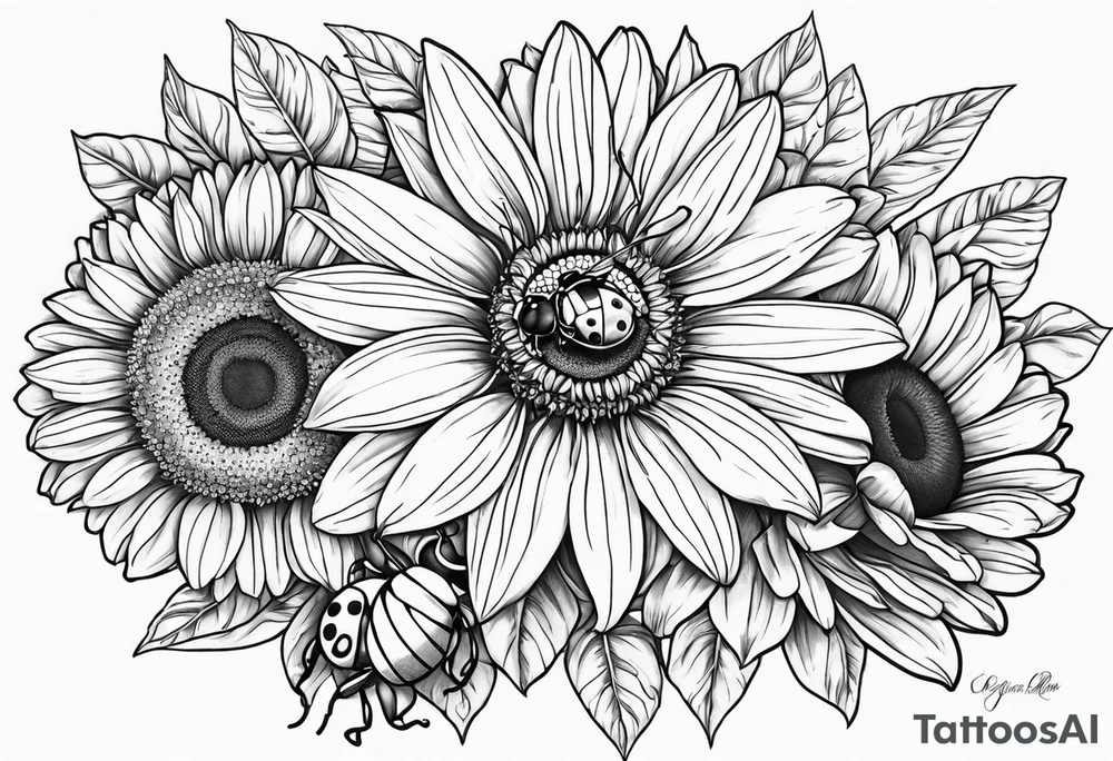 gerber daisy sunflower lilly bee and a
 lady bug tattoo idea