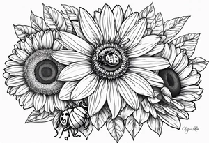 gerber daisy sunflower lilly bee and a
 lady bug tattoo idea