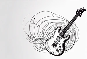 electric guitar with electric wave coming out of cable plug tattoo idea