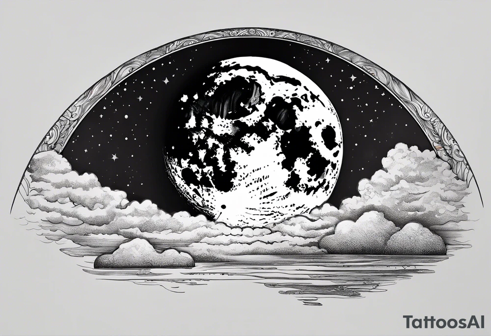 Full moon realistic, with one side rainbow edge tattoo idea Full moon realistic, with one side rainbow edge tattoo idea