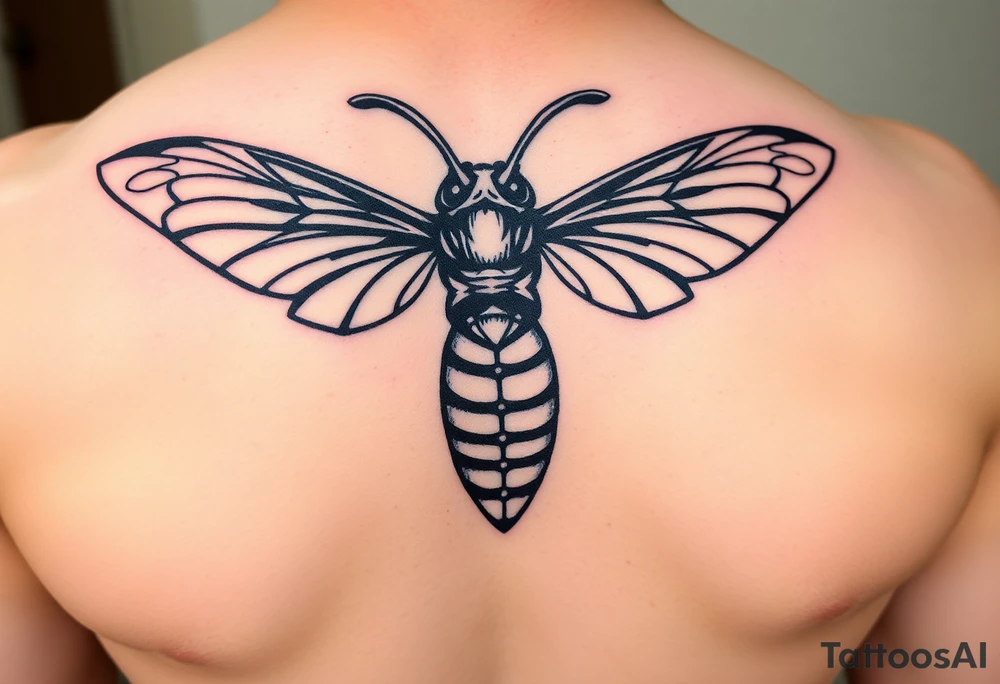 Angry hornet flying with arched body tattoo idea