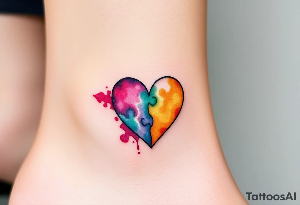 autism heart puzzle shape symbol tattoo idea