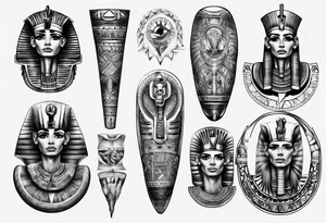 Egyptian full sleeve realistic tattoo idea