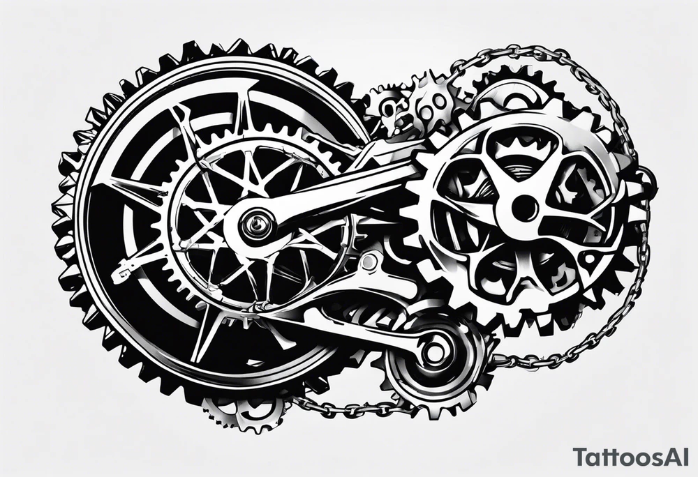 bicycle gear and chain as watch around wrist tattoo idea