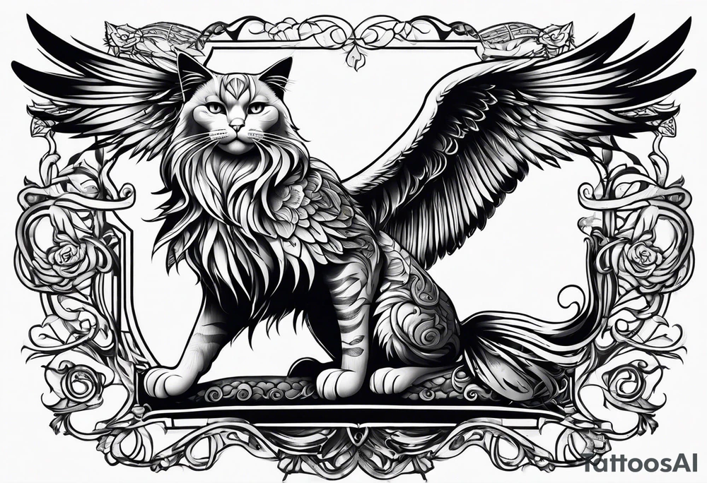 cat with wings tattoo idea
