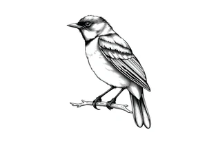 male eurasian blackbird sitting on a branch tattoo idea