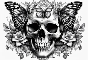 Skull bones butterfly tattoo idea