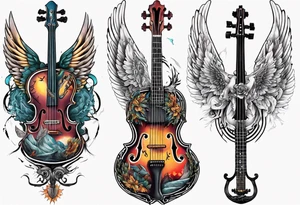 CROSSEED GUITAR AND VIOLIN WITH WINGS tattoo idea