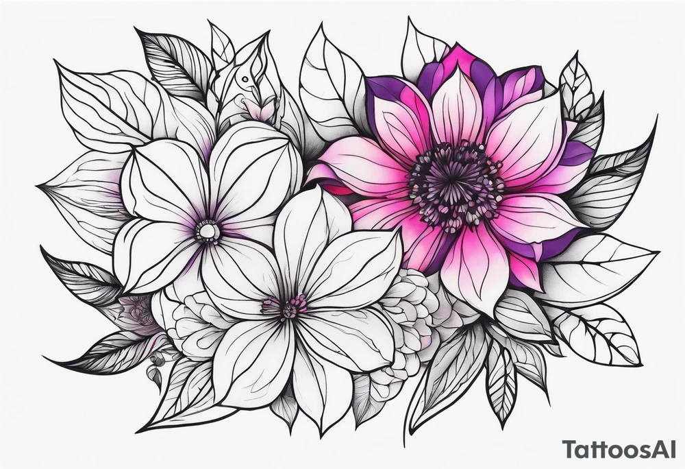 Bright, colorful, lots of pinks and purples flower arm tattoo tattoo idea