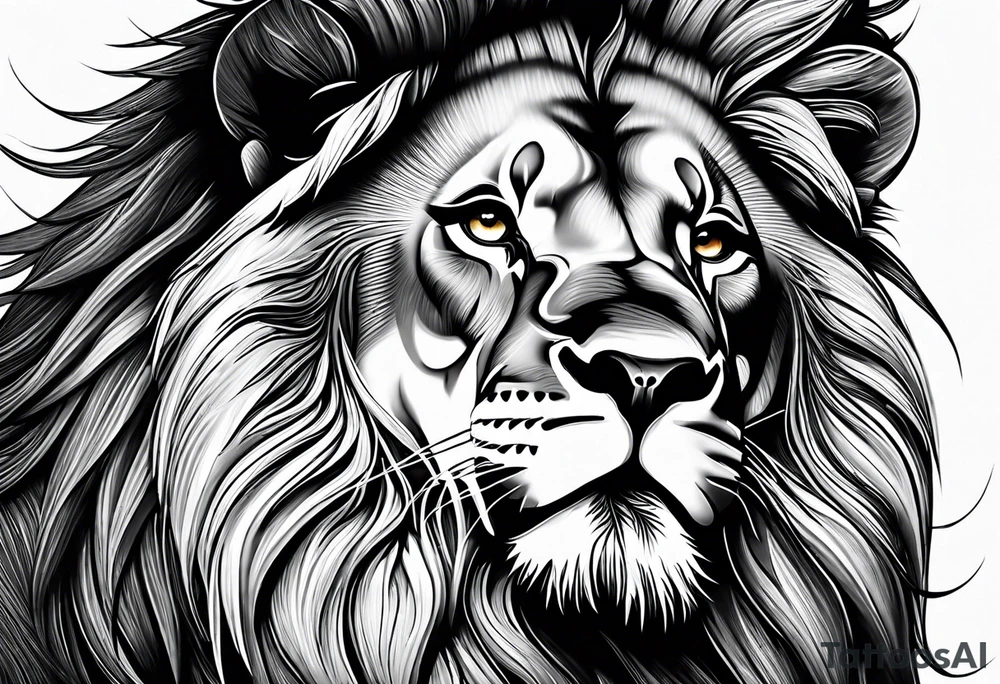 powerful majestic lion, close-up tattoo idea