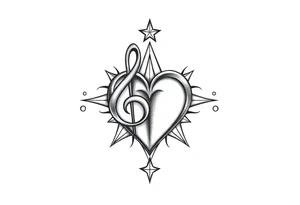 music note heart star tattoo idea
