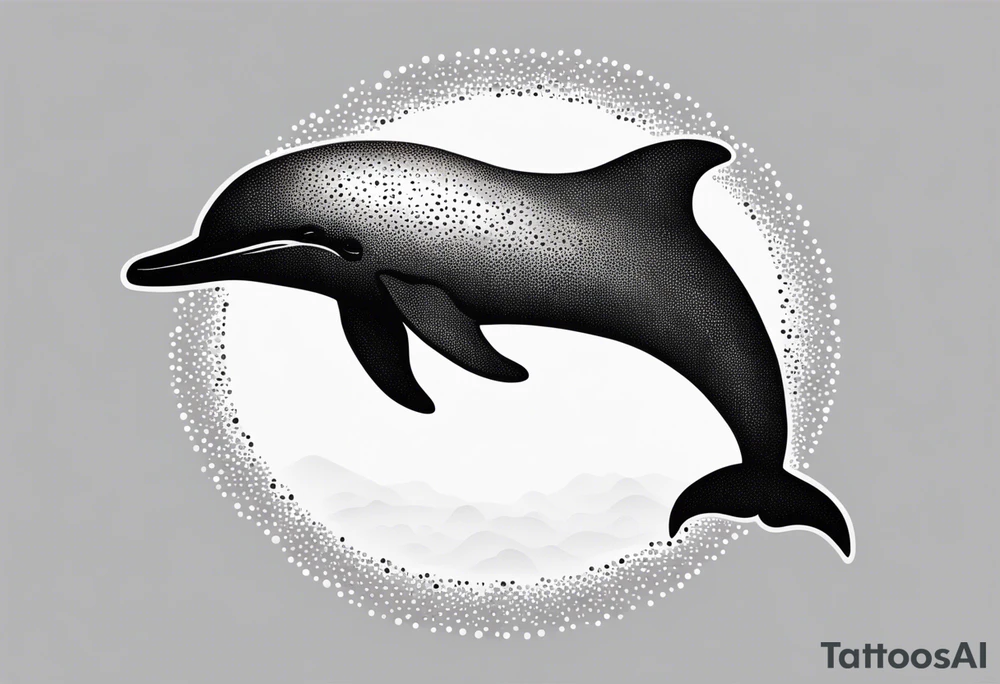 simple dolphin silhouette, in soft gray tone, white background tattoo idea